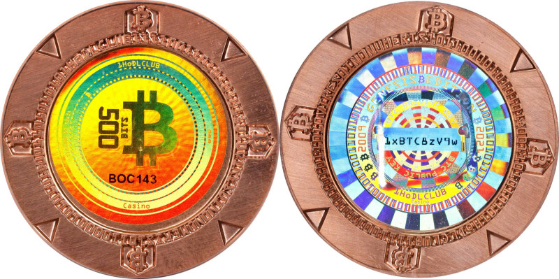 2021 1HoDLCLUB "Poker Chip" 0.0005 Bitcoin. Loaded. Firstbits 1xBTC8zV. Serial N...