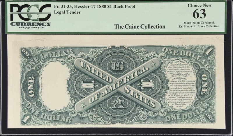 Fr. 31-35. 1880 $1 Legal Tender Note. PCGS Currency Choice New 63. Back Proof.
...