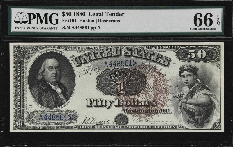 Fr. 161. 1880 $50 Legal Tender Note. PMG Gem Uncirculated 66 EPQ.

The Series ...