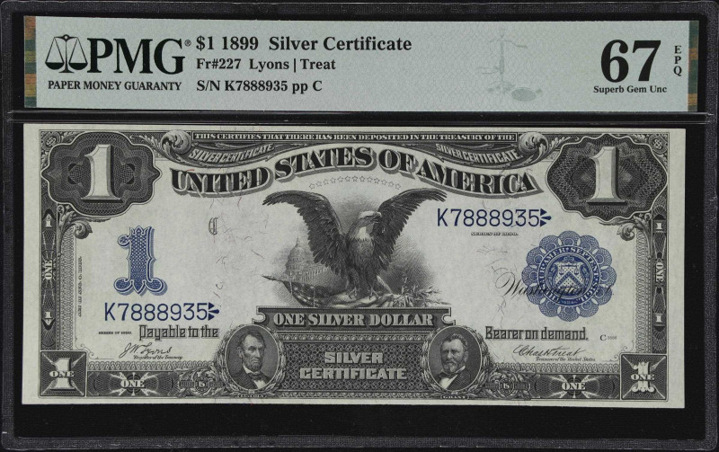 Fr. 227. 1899 $1 Silver Certificate. PMG Superb Gem Uncirculated 67 EPQ.

A st...