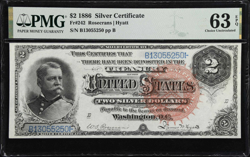 Fr. 242. 1886 $2 Silver Certificate. PMG Choice Uncirculated 63 EPQ.

Featurin...