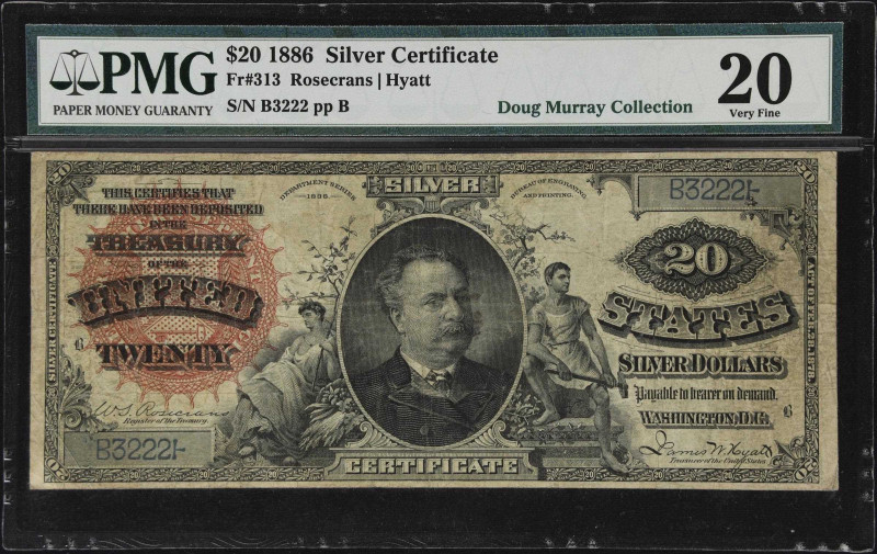 Fr. 313. 1886 $20 Silver Certificate. PMG Very Fine 20.

Although a fact that ...