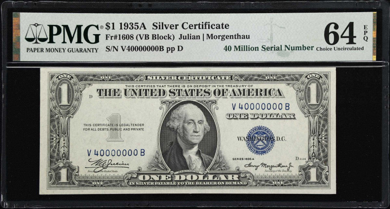 Fr. 1608. 1935A $1 Silver Certificate. PMG Choice Uncirculated 64 EPQ. 40 Millio...