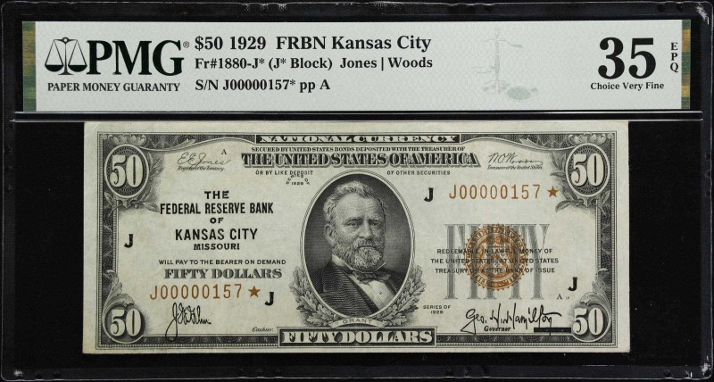 Fr. 1880-J*. 1929 Ty. 1 $50 Federal Reserve Bank Star Note. Kansas City. PMG Cho...