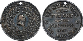 Undated (ca. 1841) Washington Temperance Benevolent Society or Tyrant Alcohol Medalet. Second Dies. Musante GW-163, Baker-332. Silver. Reeded Edge. VF...