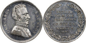 "1837" Andrew Jackson Political Medal. DeWitt AJACK-G. White Metal. MS-62 (PCGS).

29 mm.

Estimate: $100