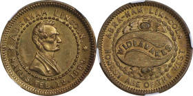 Undated (1860) Abraham Lincoln Wide Awakes Campaign Medalet. DeWitt-AL 1860-74, Cunningham 1-750B, King-71. Brass. MS-65 (NGC).

19 mm.

Estimate:...