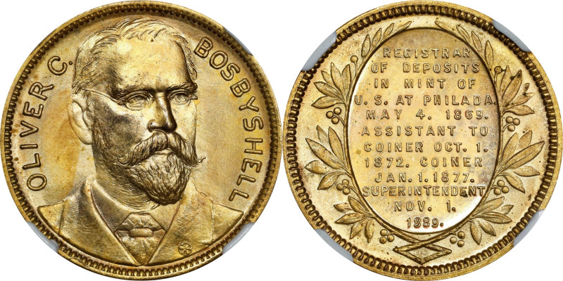 1889 Mint Superintendent Oliver C. Bosbyshell Medal. cf. Julian MT-17. Brass. MS...