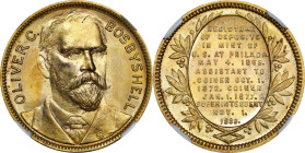 1889 Mint Superintendent Oliver C. Bosbyshell Medal. cf. Julian MT-17. Brass. MS-65 (NGC).

26 mm. A close copy, in much-reduced size, of the 76 mm ...