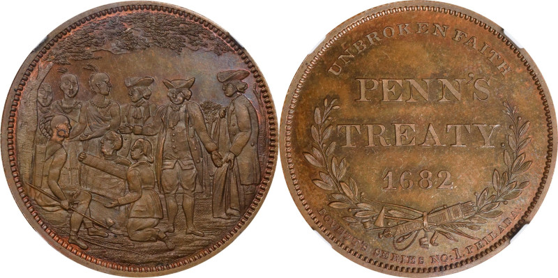 "1682" (1860) Robert Lovett, Jr.'s Historical Series Medal. No. 1, Penn's Treaty...