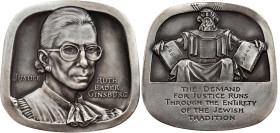 Undated (2013) Jewish-American Hall of Fame Medal Honoring Supreme Court Justice Ruth Bader Ginsburg. By Eugene Daub. Silver. No. 21/85. Choice Mint S...