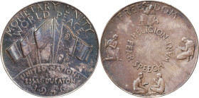 1946 United Nations Monetary Pattern. HK-871. Rarity-5. Silver. MS-62 (PCGS).

37 mm.

Estimate: $200