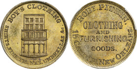 LOUISIANA. New Orleans. Undated (1858-1860) Robert Pitkin. Miller-La 42. Brass. Reeded Edge. MS-64 (PCGS).

24 mm.

Estimate: $300