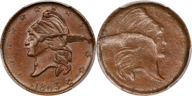 1863 French Liberty Head. Full Brockage. Fuld-18/0 a-inc. Rarity-9. Copper. Plain Edge. MS-64 BN (PCGS).

19 mm.

Estimate: $600
