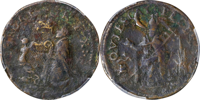 Undated (ca. 1652-1674) St. Patrick Farthing. Martin 3b.2-Fc.3, W-11500. Rarity-...