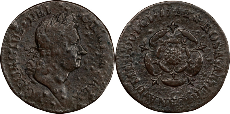 1722 Rosa Americana Penny. Martin 2.23-C.1, W-1264. Rarity-4. UTILI DULCI. Very ...