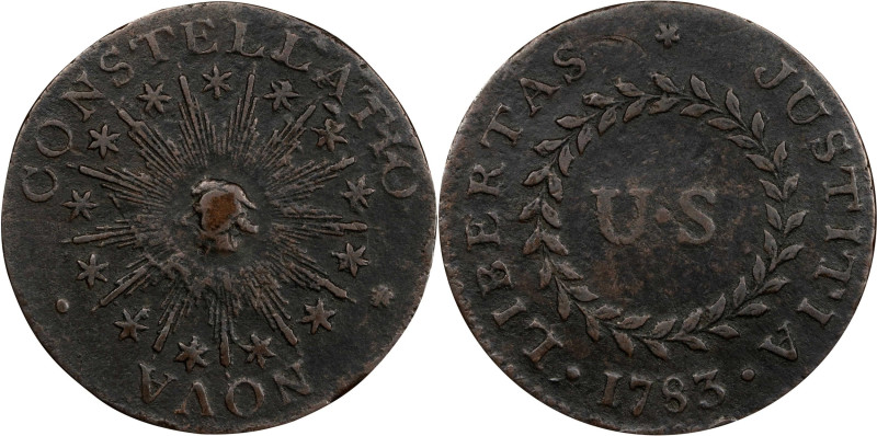 1783 Nova Constellatio Copper. Crosby 2-B, W-1865. Rarity-2. CONSTELLATIO, Point...