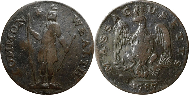 1787 Massachusetts Cent. Ryder 2b-A, W-6040. Rarity-2. Arrows in Left Talon, Hor...