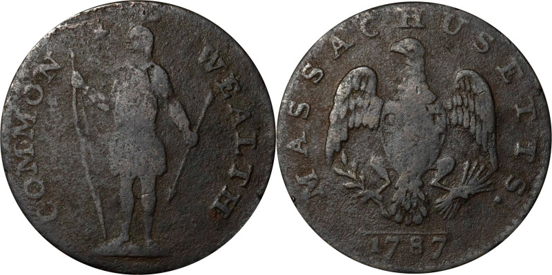 1787 Massachusetts Cent. Ryder 3-G, W-6090. Rarity-2. Arrows in Left Talon. Very...