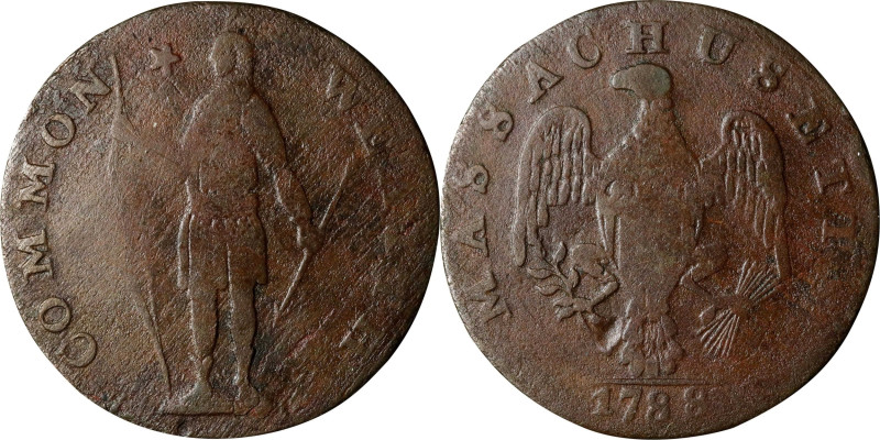 1788 Massachusetts Cent. Ryder 4-G, W-6230. Rarity-4. Period After MASSACHUSETTS...