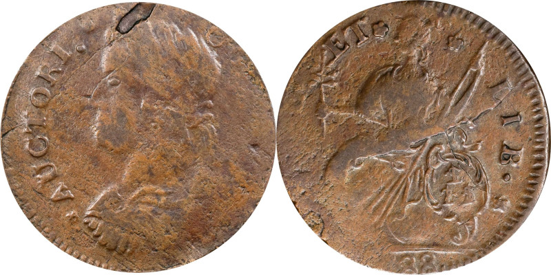 1788 Connecticut Copper. Miller 16.4-L.2, W-4620. Rarity-5. Draped Bust Left. Ve...