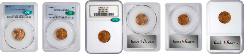 1945 Lincoln Cent. PDS Set. MS-66 RD. CAC.

All examples are individually grad...