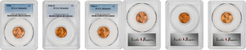 1946 Lincoln Cent. PDS Set. MS-66 RD (PCGS).

All examples are individually gr...