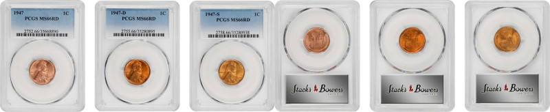 1947 Lincoln Cent. PDS Set. MS-66 RD (PCGS).

All examples are individually gr...