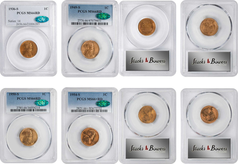 Lot of (4) San Francisco Minted Lincoln Cents. MS-66 RD (PCGS). CAC.

Included...