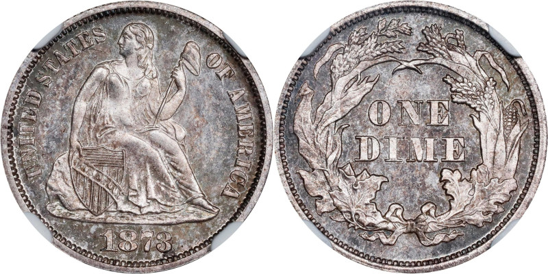 1873 Liberty Seated Dime. No Arrows. Close 3. Proof-64 (NGC).

PCGS# 4766. NGC...