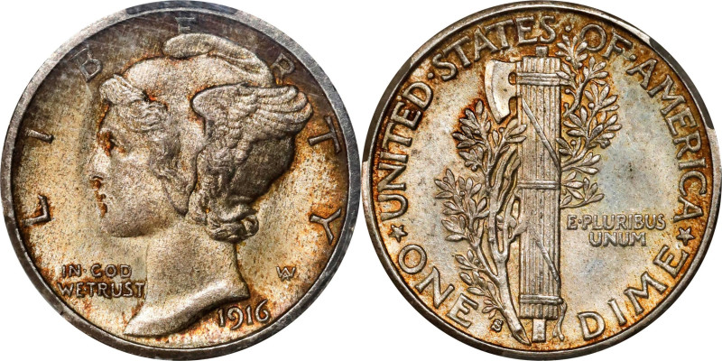 1916-S Mercury Dime. MS-63 FB (CACG).

PCGS# 4909. NGC ID: 23GZ.

Estimate: ...