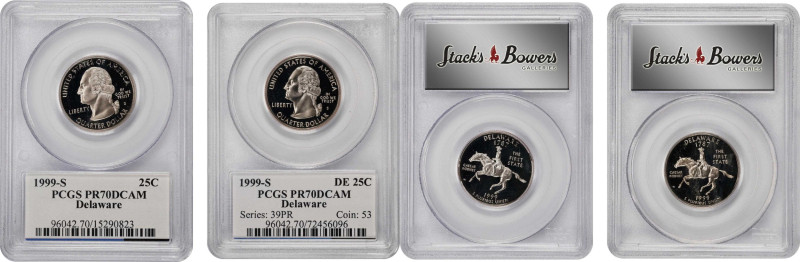 Lot of (2) 1999-S State Quarters. Delaware. Proof-70 Deep Cameo (PCGS). State Fl...