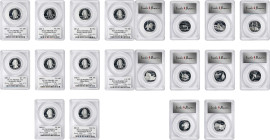 Lot of (10) State Quarters. Silver. Proof-69 Deep Cameo (PCGS). State Quarter Label Holder.

Included are: 2001-S New York; 2001-S North Carolina; 2...