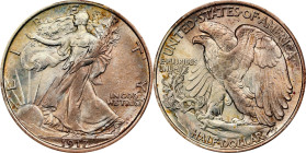 1917 Walking Liberty Half Dollar. MS-65 (PCGS).

PCGS# 6569. NGC ID: 24PP.

From the George Collection.

Estimate: $900