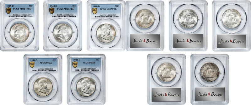 Lot of (5) Gem Mint State 1948-D Franklin Half Dollars. (PCGS).

Included are:...