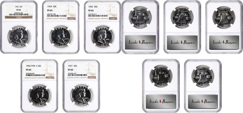 Complete Set of Proof Franklin Half Dollars, 1953-1957. Proof-65 (NGC).

All c...