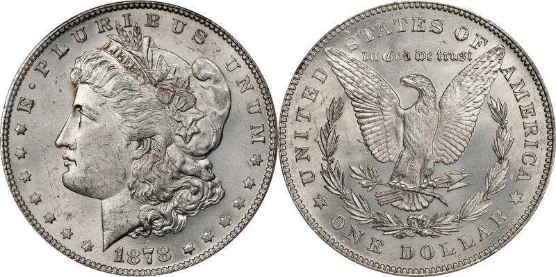 1878 Morgan Silver Dollar. 7 Tailfeathers. Reverse of 1878. MS-63 (PCGS).

PCG...