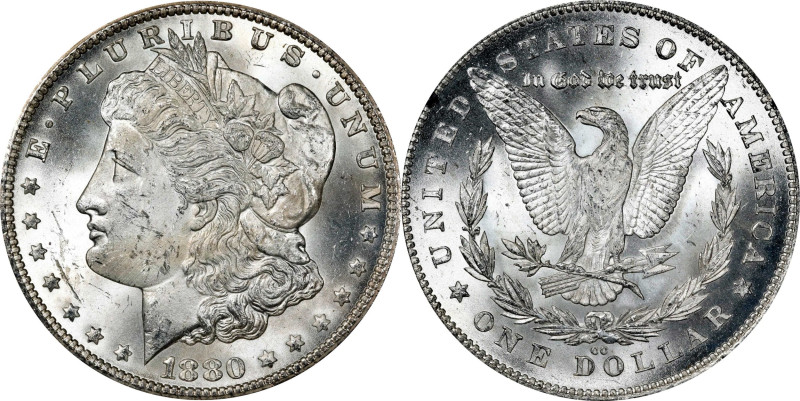 1880/79-CC GSA Morgan Silver Dollar. VAM-4. Top 100 Variety. Reverse of 1878. MS...