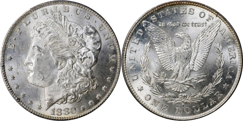 1880/9-S Morgan Silver Dollar. VAM-11. Hot 50 Variety. Medium S. MS-64 (PCGS). C...