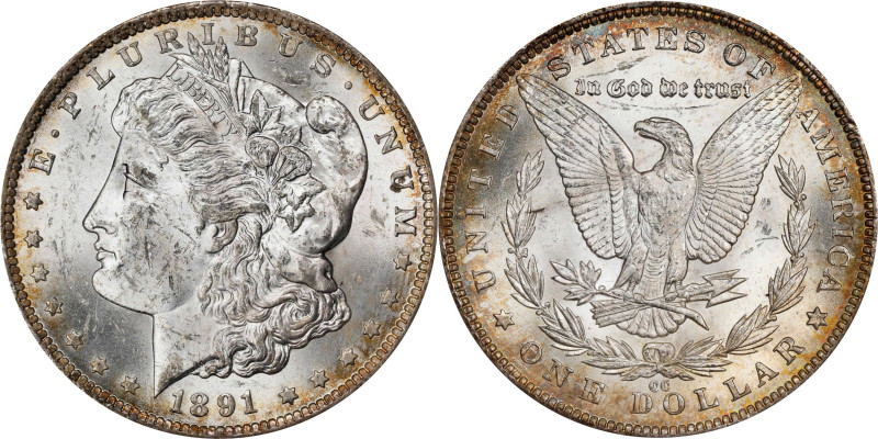 1891-CC Redfield Morgan Silver Dollar. VAM-3. Top 100 Variety. Spitting Eagle. M...