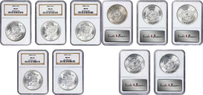 Lot of (5) New Orleans Minted Morgan Silver Dollars. MS-64 (NGC).

Included ar...