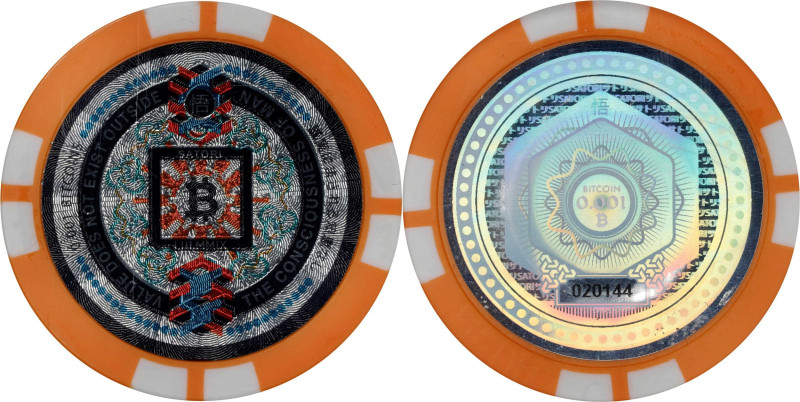 2016 Satori "Poker Chip" 0.001 Bitcoin. Loaded. Pre-Fork. Serial No. 020144. Pla...