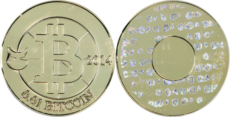 Redeemed 2014 Microsoul 0.01 Bitcoin. Series 1 and 2 Type. Brass. MS-69 PL (ICG)...