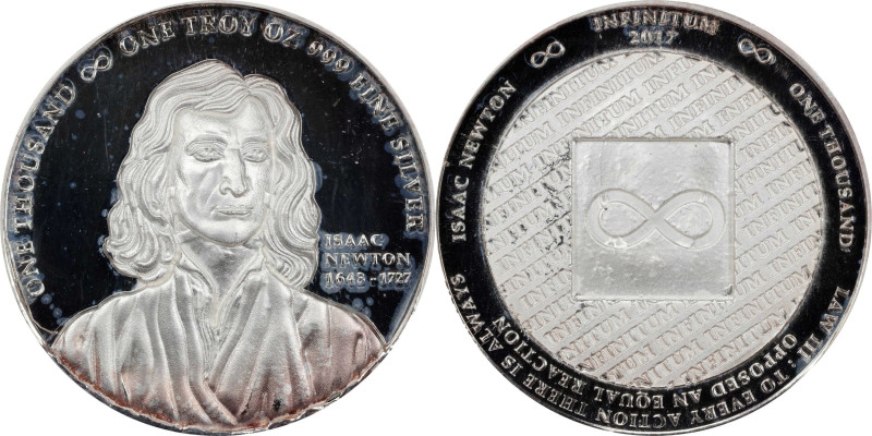 Unfunded 2017 Issac Newton 1,000 Infinitum Coin (IFC). 1oz .999 Fine Silver. Pro...