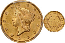 1853 Gold Dollar. AU-55 (PCGS).

PCGS# 7521. NGC ID: 25BU.

From the Finger Lakes Collection.

Estimate: $250