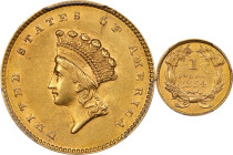 1854 Gold Dollar. Type II. AU-58 (PCGS).

PCGS# 7531. NGC ID: 25C3.

Estimate: $600