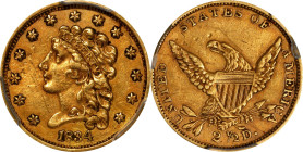1834 Classic Head Quarter Eagle. HM-2. Rarity-3. EF-40 (PCGS).

PCGS# 7692. NGC ID: 25FS.

Estimate: $800