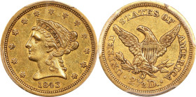 1843-O Liberty Head Quarter Eagle. Small Date. Winter-5. AU Details--Cleaned (PCGS).

PCGS# 7731. NGC ID: 2874.

From Kagin's Quarter Millennium P...