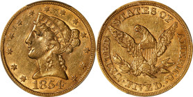 1854 Liberty Head Half Eagle. AU-53 (PCGS).

PCGS# 8256. NGC ID: 25UG.

Purchased from Abe Kosoff, November 3, 1968.

Estimate: $700
