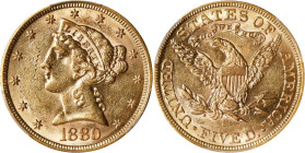 1880 Liberty Head Half Eagle. AU-55 (PCGS).

PCGS# 8351. NGC ID: 25XA.

Estimate: $600